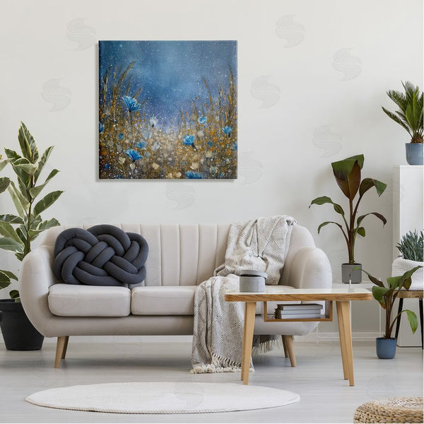 Stupell Industries Jennifer Taylor Art | Deep Blue Botanical Meadow Grass Wall Art