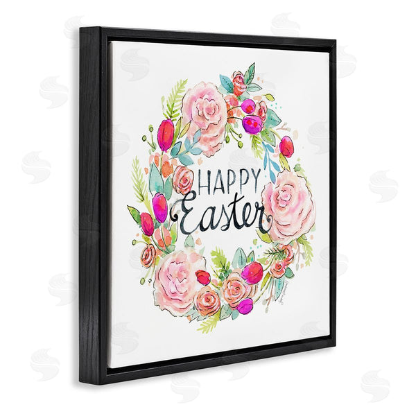Stupell Industries Jennifer Wambach | Happy Easter Vivid Pink Floral Blossom Border Wall Art