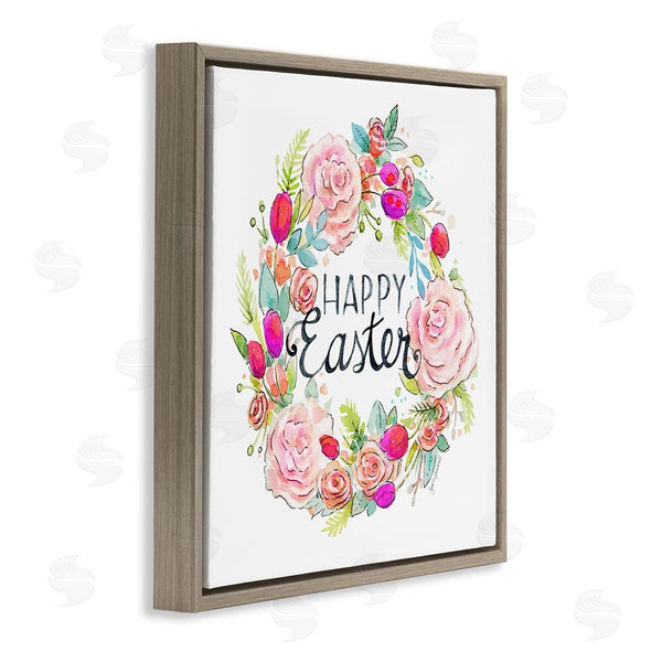 Stupell Industries Jennifer Wambach | Happy Easter Vivid Pink Floral Blossom Border Wall Art