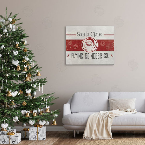 Stupell Industries Jennifer Wambach | Playful Santa Claus Sign Red Striped Snowflake Design Wall Art