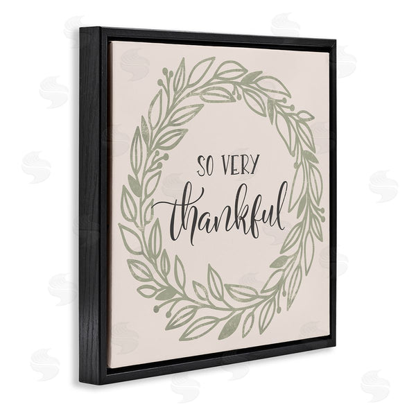Stupell Industries Jennifer Wambach | So Very Thankful Casual Leaf Outline Wreath Wall Art