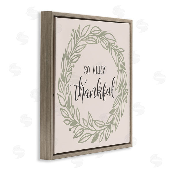 Stupell Industries Jennifer Wambach | So Very Thankful Casual Leaf Outline Wreath Wall Art