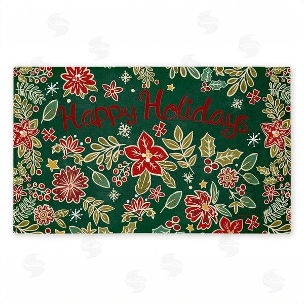 stupell industries Jenny Faw | Holiday Poinsettia Greeting Non-Woven Door Mat