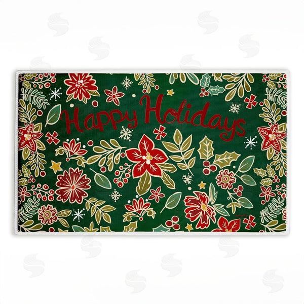 stupell industries Jenny Faw | Holiday Poinsettia Greeting Plush Bath Mat