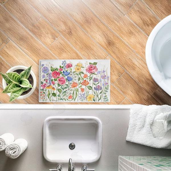 Stupell Industries Jenny Faw | Springtime Wildflower Blossoms Plush Bath Mat