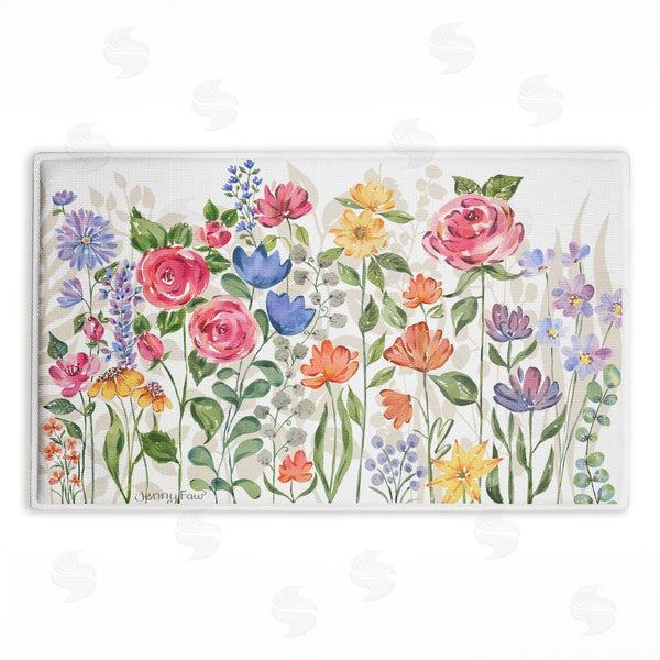stupell industries Jenny Faw | Springtime Wildflower Blossoms Plush Bath Mat