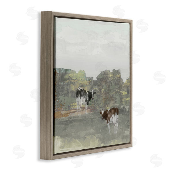 Stupell Industries Jenny Green | Abstract Cow Duo Farm Nature Wall Art