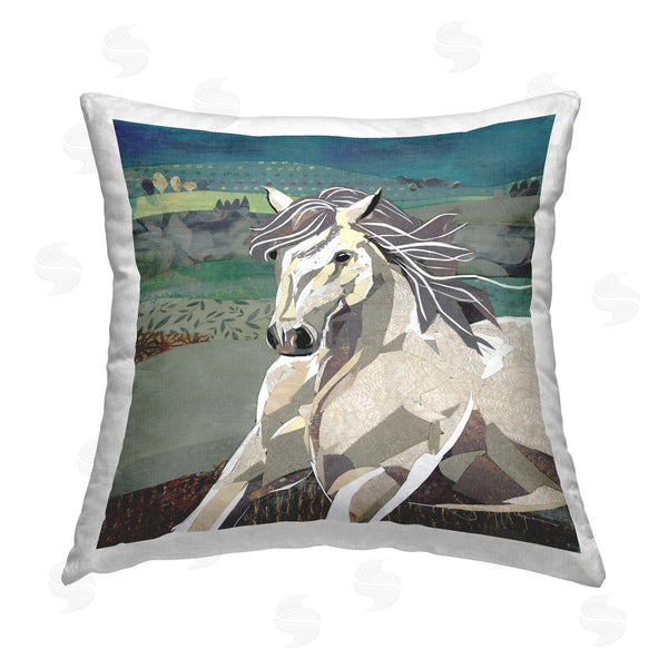 stupell industries Jenny McGee | Galloping Horse Abstract Landscape Printed Throw Pillow