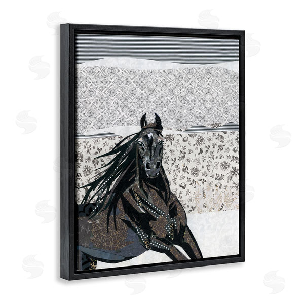 Stupell Industries Jenny McGee | Horse Galloping Over Abstract Patterns Geometric Shapes Wall Art
