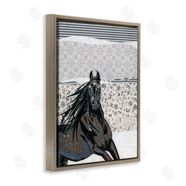 Stupell Industries Jenny McGee | Horse Galloping Over Abstract Patterns Geometric Shapes Wall Art