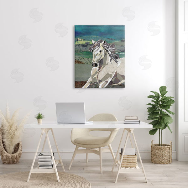 Stupell Industries Jenny McGee | Horse Geometric Shape Collage Wild Animal Running Wall Art