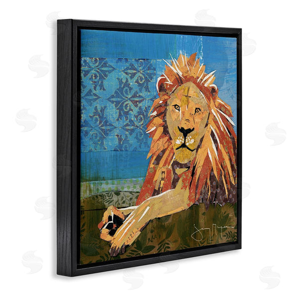 Stupell Industries Jenny McGee | Safari Lion Abstract Shape Collage Blue Orange Wall Art