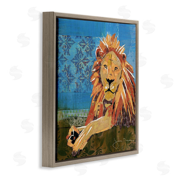 Stupell Industries Jenny McGee | Safari Lion Abstract Shape Collage Blue Orange Wall Art