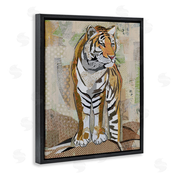 Stupell Industries Jenny McGee | Tiger Gazing Abstract Shape Collage Orange Brown Wall Art