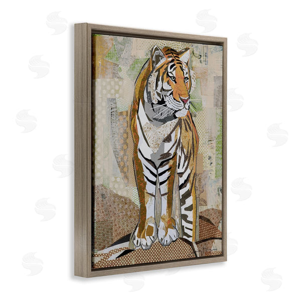 Stupell Industries Jenny McGee | Tiger Gazing Abstract Shape Collage Orange Brown Wall Art