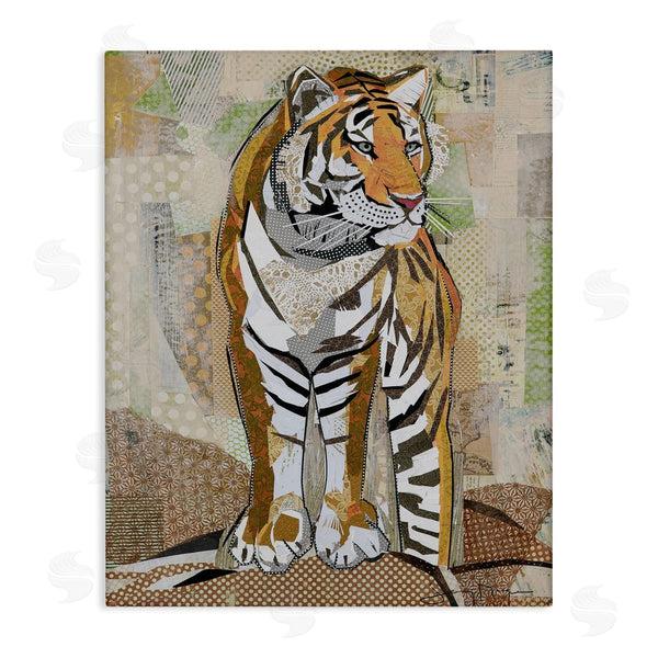 stupell industries Jenny McGee | Tiger Gazing Abstract Shape Collage Orange Brown Wall Art