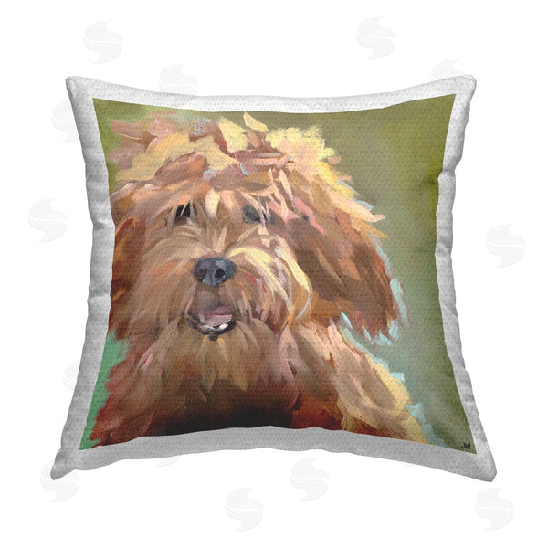 Stupell Industries Jenny Westenhofer | Abstract Golden Doodle Printed Throw Pillow