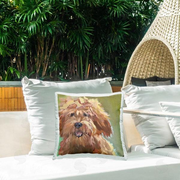 Stupell Industries Jenny Westenhofer | Abstract Golden Doodle Printed Throw Pillow