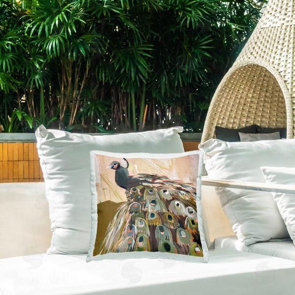 Stupell Industries Jenny Westenhofer | Abstract Peacock Feathers Printed Throw Pillow