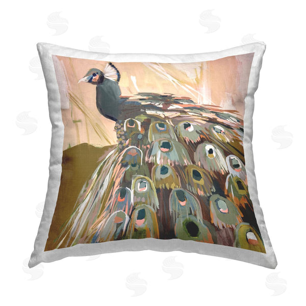 stupell industries Jenny Westenhofer | Abstract Peacock Feathers Printed Throw Pillow