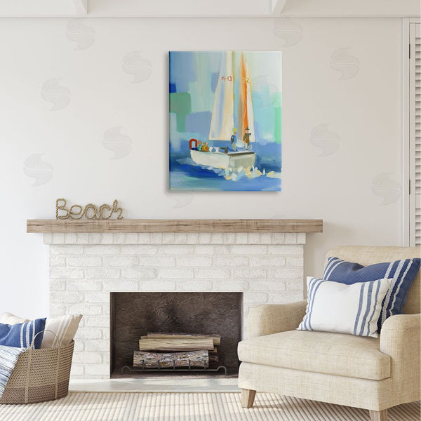 Stupell Industries Jenny Westenhofer | Abstract Sailboat Waves Wall Art
