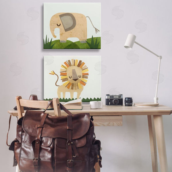 Stupell Industries Jenny Westenhofer | Adorable Cozy Elephant & Lion Wall Art