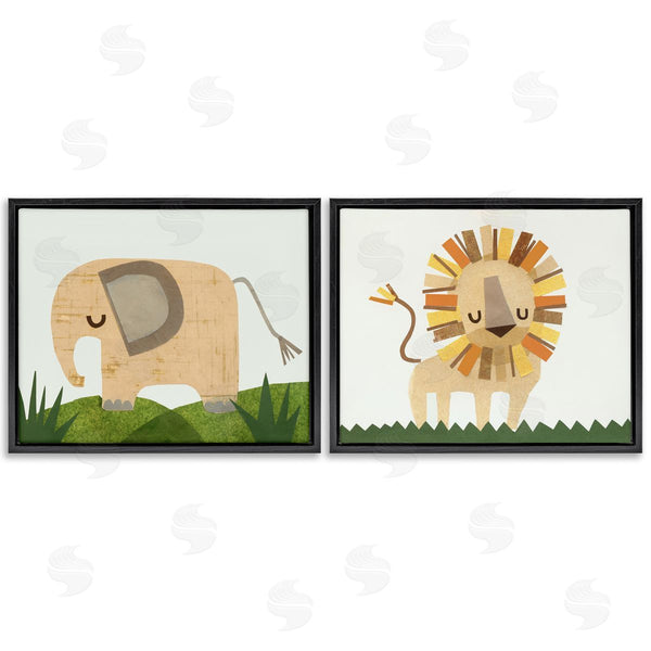 Stupell Industries Jenny Westenhofer | Adorable Cozy Elephant & Lion Wall Art