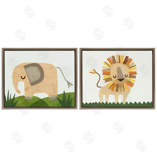 Stupell Industries Jenny Westenhofer | Adorable Cozy Elephant & Lion Wall Art