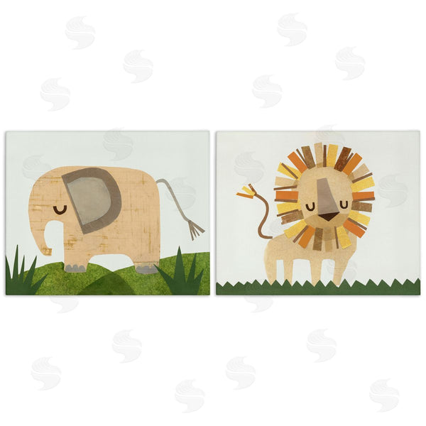 stupell industries Jenny Westenhofer | Adorable Cozy Elephant & Lion Wall Art