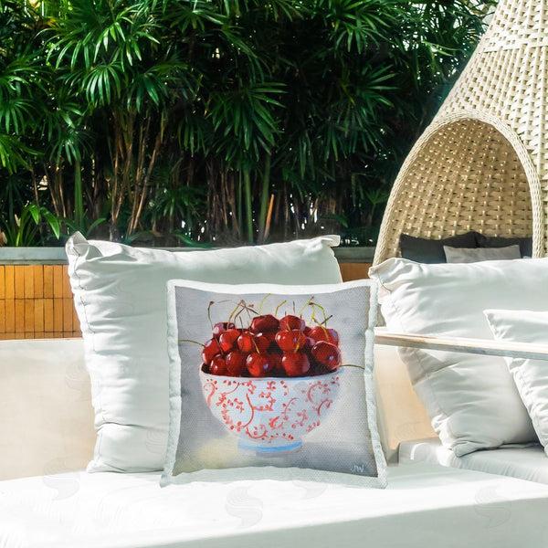 Stupell Industries Jenny Westenhofer | Cherries In Ornate Bowl Printed Throw Pillow