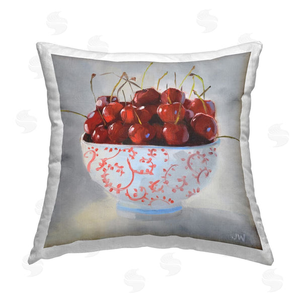 stupell industries Jenny Westenhofer | Cherries in Ornate Bowl Printed Throw Pillow