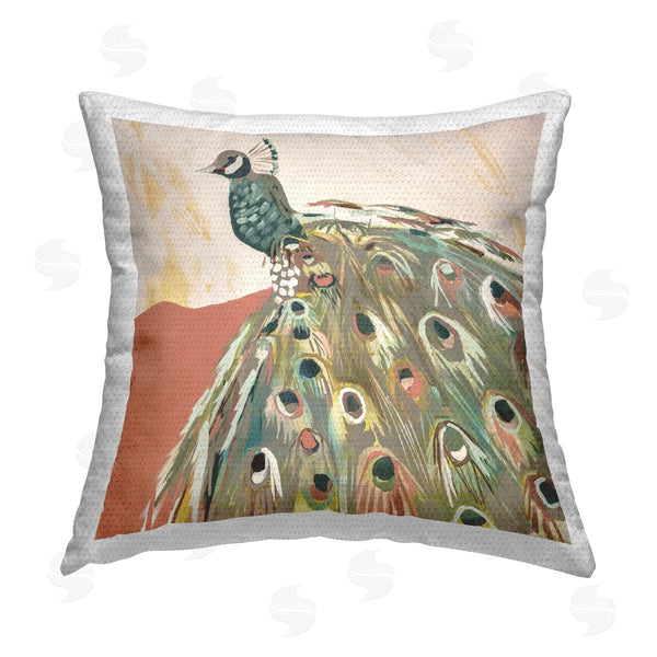 Stupell Industries Jenny Westenhofer | Modern Peacock Feathers Printed Throw Pillow