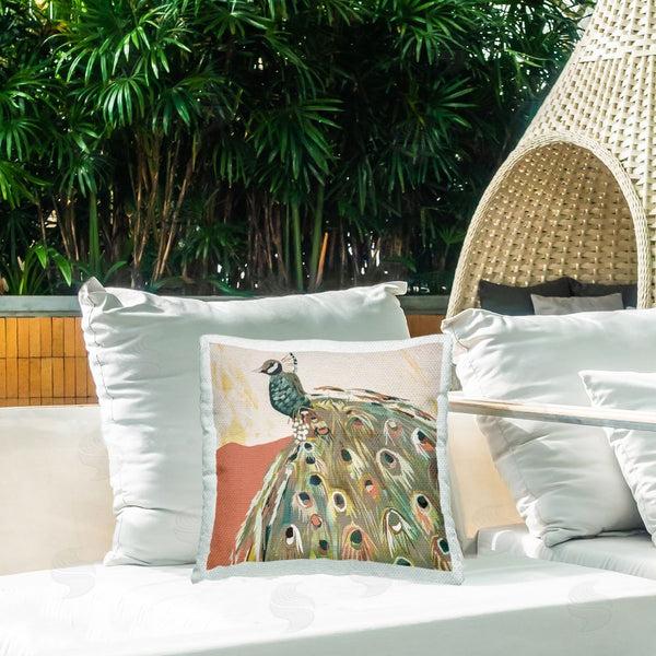 Stupell Industries Jenny Westenhofer | Modern Peacock Feathers Printed Throw Pillow