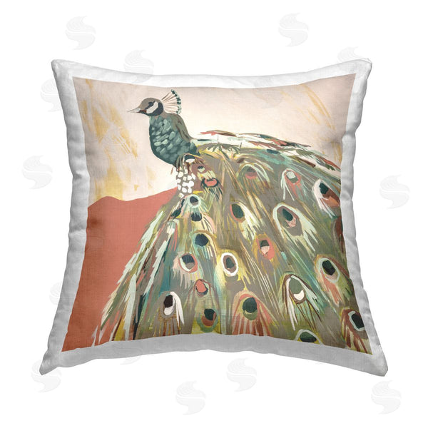 stupell industries Jenny Westenhofer | Modern Peacock Feathers Printed Throw Pillow