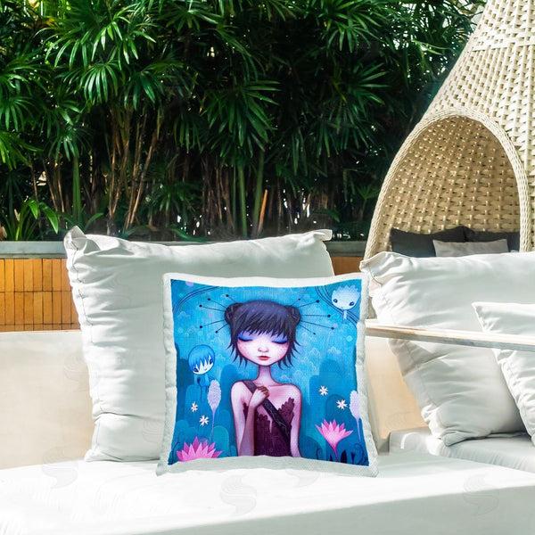 Stupell Industries Jeremiah Ketner | Girl In Fantasy Landscape Printed Throw Pillow