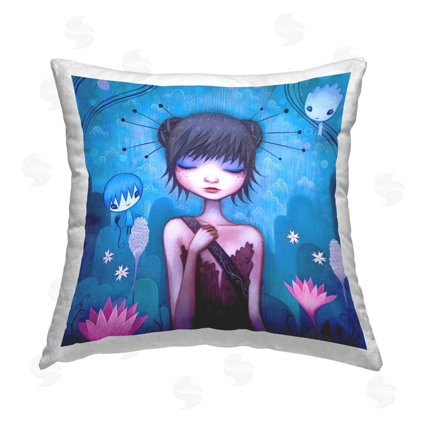 stupell industries Jeremiah Ketner | Girl in Fantasy Landscape Printed Throw Pillow