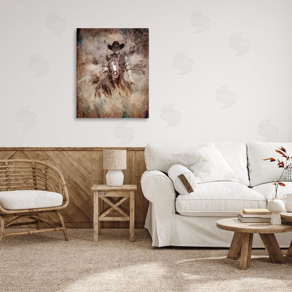 Stupell Industries Jerry Cowart | Galloping Cowboy Portrait Wall Art