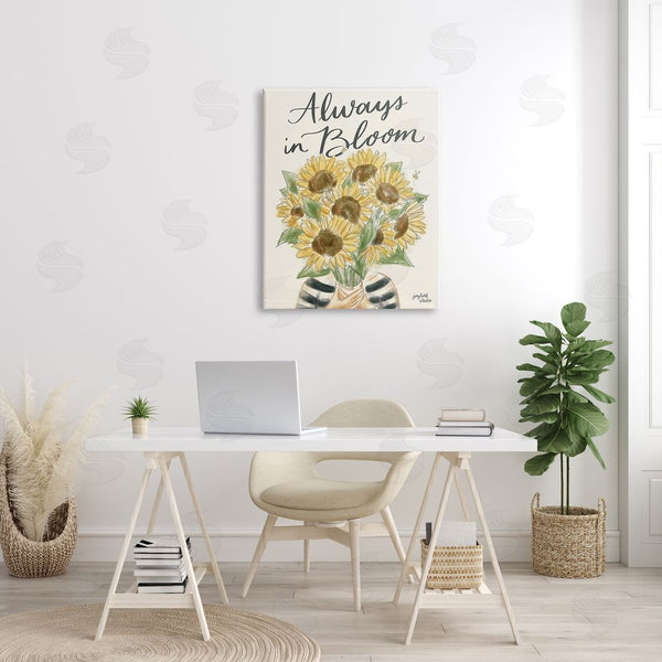Stupell Industries Jess Baskin | Always In Bloom Person Holding Sunflowers Calligraphy Wall Art