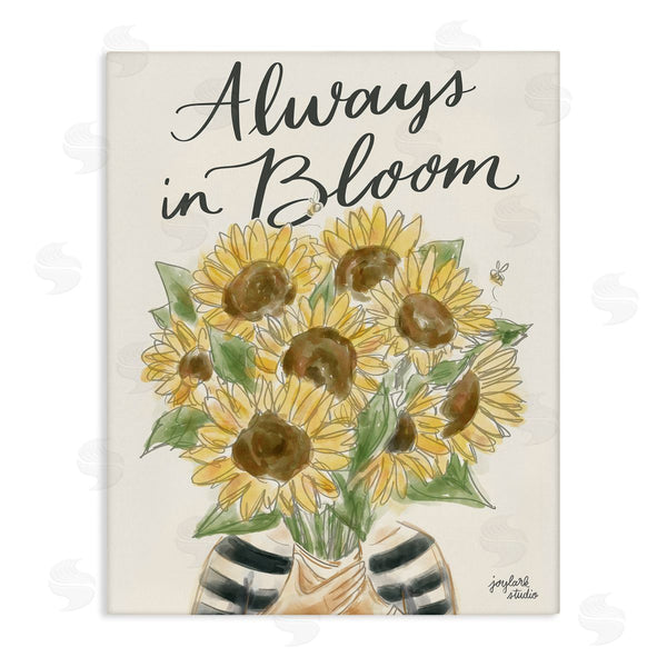 stupell industries Jess Baskin | Always In Bloom Person Holding Sunflowers Calligraphy Wall Art