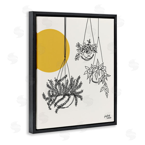 Stupell Industries Jess Baskin | Hanging Potted Plant Minimal Yellow Sun Lines Wall Art