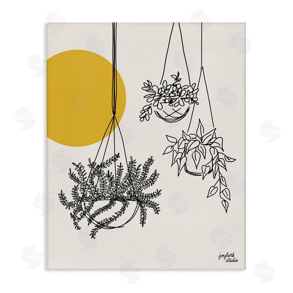 stupell industries Jess Baskin | Hanging Potted Plant Minimal Yellow Sun Lines Wall Art