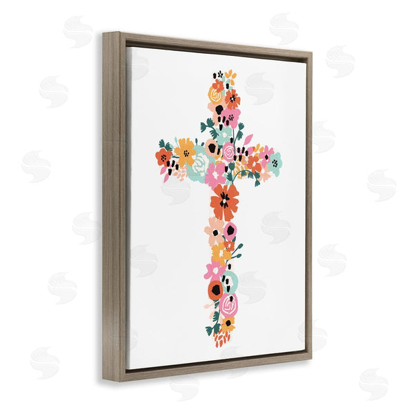 Stupell Industries Jess Bruggink | Bold Flowers Cross Symbol Floral Arrangement Design Wall Art