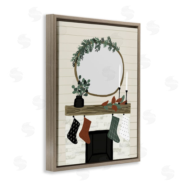 Stupell Industries Jess Bruggink | Festive Room Interior Holiday Stocking Fireplace Wall Art