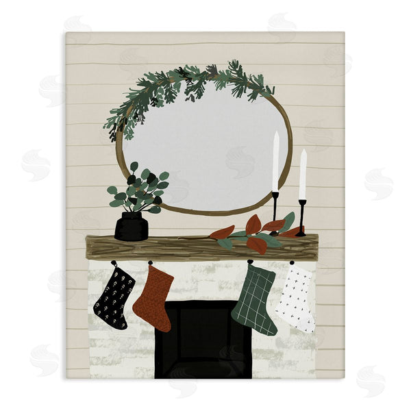 stupell industries Jess Bruggink | Festive Room Interior Holiday Stocking Fireplace Wall Art