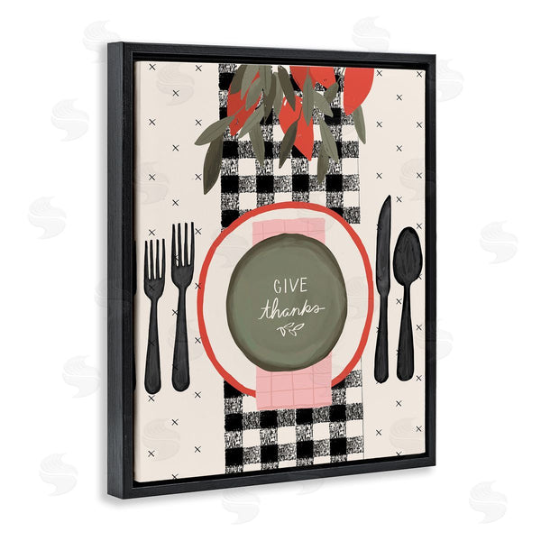 Stupell Industries Jess Bruggink | Give Thanks Sentiments Holiday Festive Table Setting Wall Art