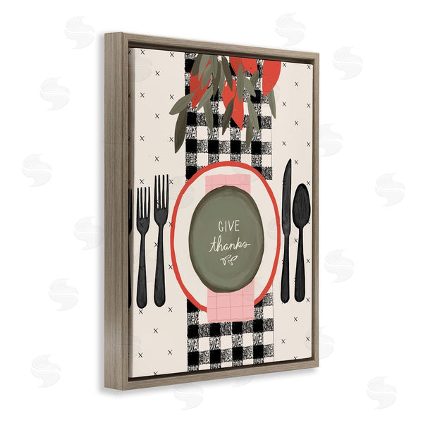 Stupell Industries Jess Bruggink | Give Thanks Sentiments Holiday Festive Table Setting Wall Art