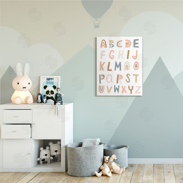 Stupell Industries Jess Bruggink | Neutral Rainbow Alphabet Chart Pink Beige Typography Wall Art