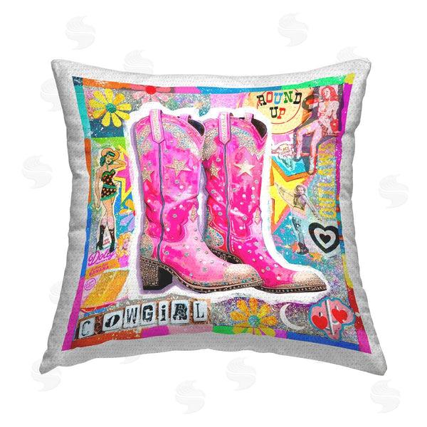 Stupell Industries Jess Stempel | Groovy Vintage Cowgirl Collage Printed Throw Pillow