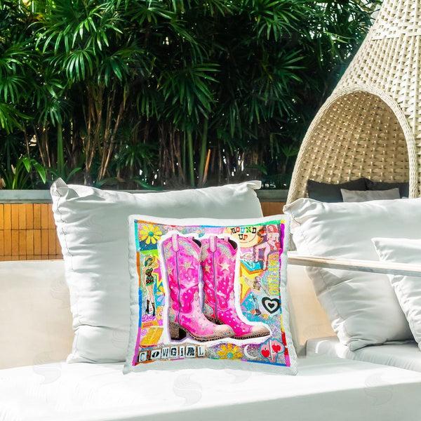 Stupell Industries Jess Stempel | Groovy Vintage Cowgirl Collage Printed Throw Pillow