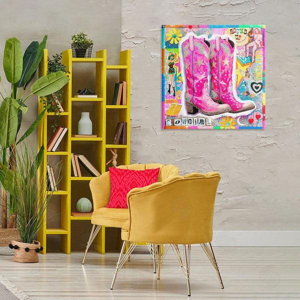 Stupell Industries Jess Stempel | Groovy Vintage Cowgirl Collage Wall Art